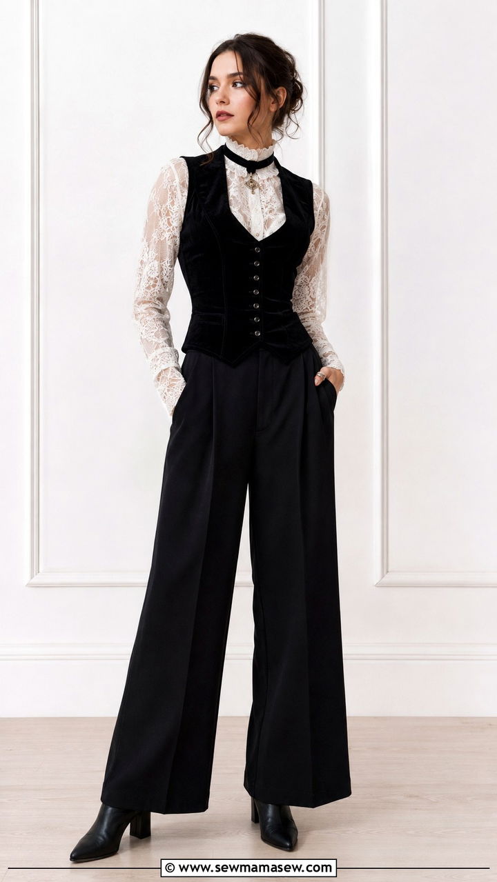 Victorian Lace Blouse and Corset Waistcoat - 20 Poetcore outfit ideas 2026