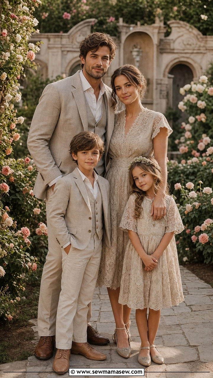 Vintage Beige and Lace Family Photo Outfit - 25 family photo outfits inspo
