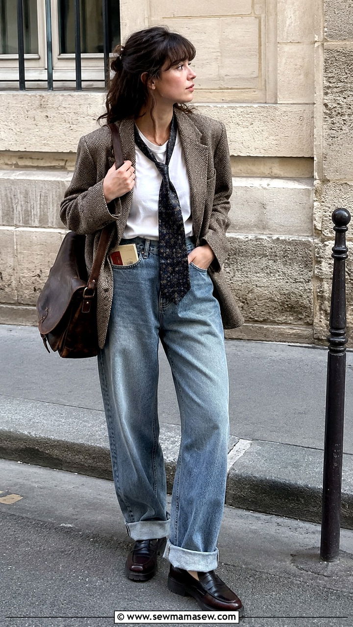 Vintage Blazer And Baggy Denim Outfit - 20 poetcore outfits 2026