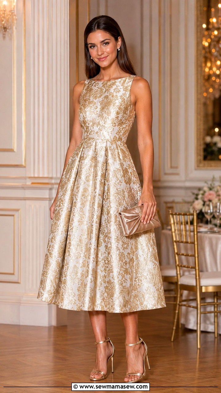 Vintage Brocade Midi Dress - 30 Vintage wedding guest outfits