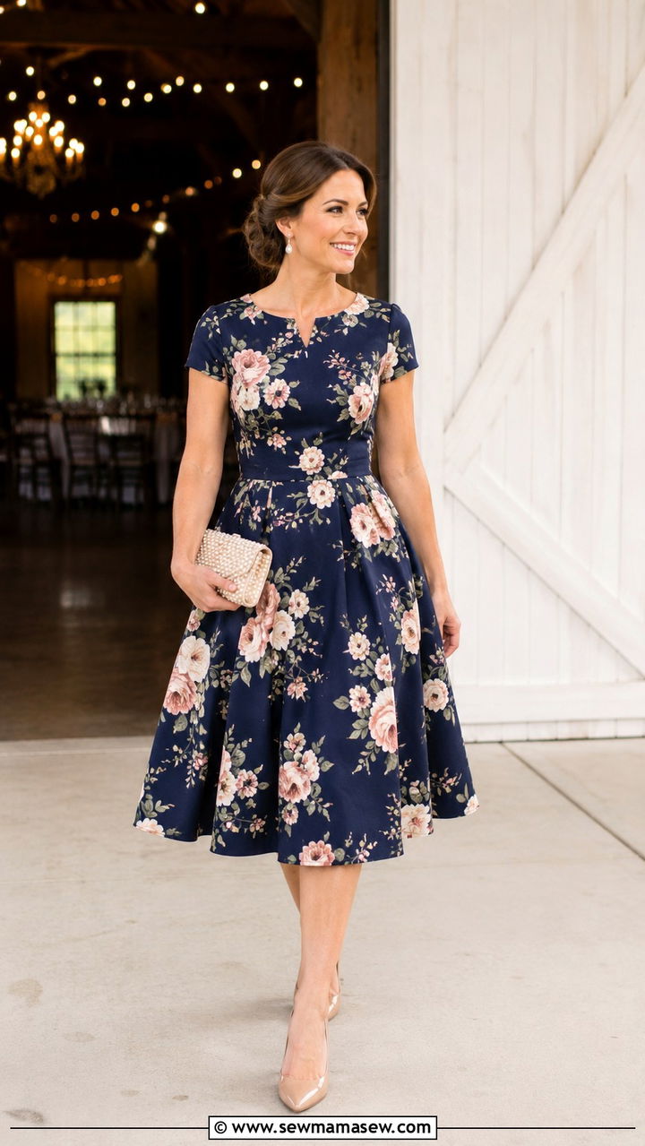 Vintage Floral Tea Length Dress - 30 Vintage wedding guest outfits