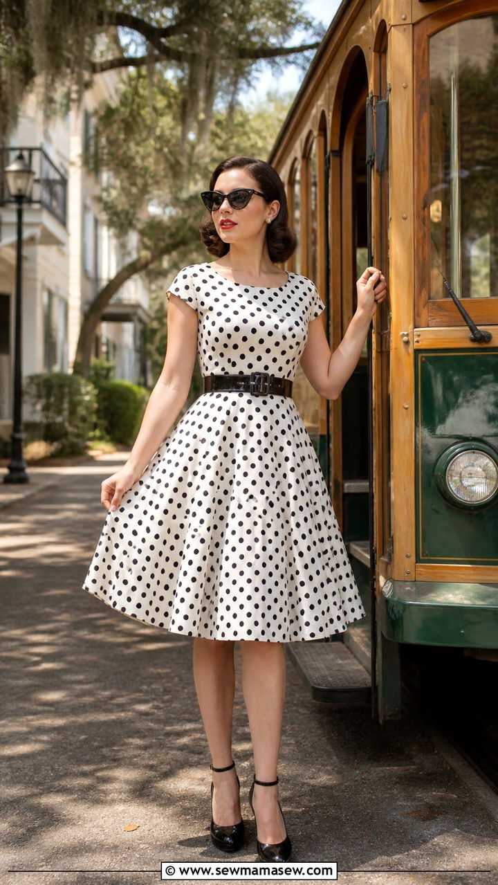 Vintage Inspired Dress With Retro Accessories - 40 Savannah outfit ideas