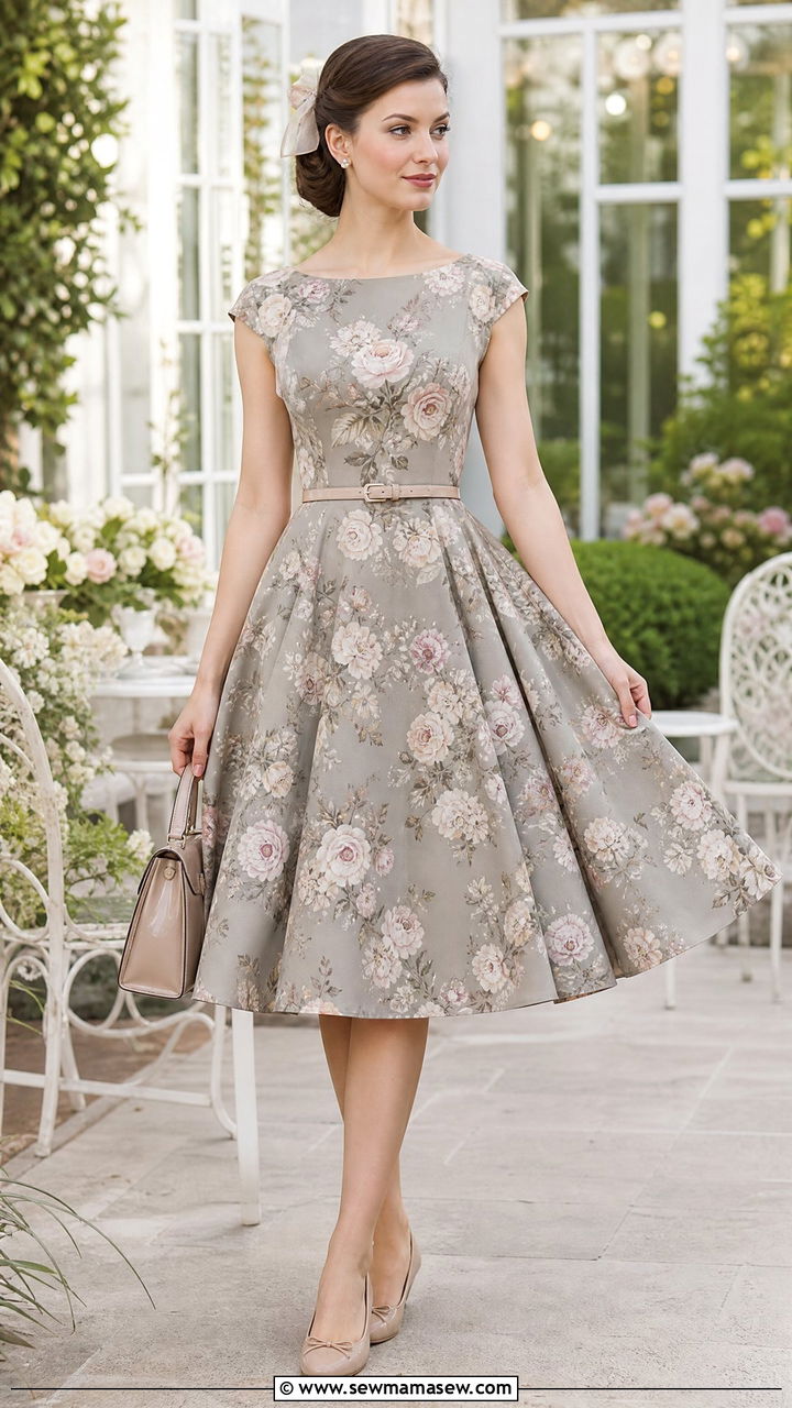 Vintage Inspired Swing Dress With Ballet Flats - 30 Cottagecore summer outfits