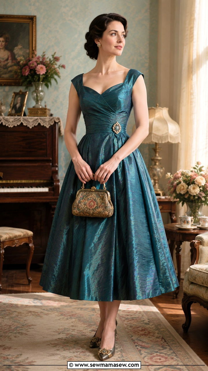 Vintage Inspired Tea Length Dress With Brooch - 25 Opera aesthetic outfit ideas