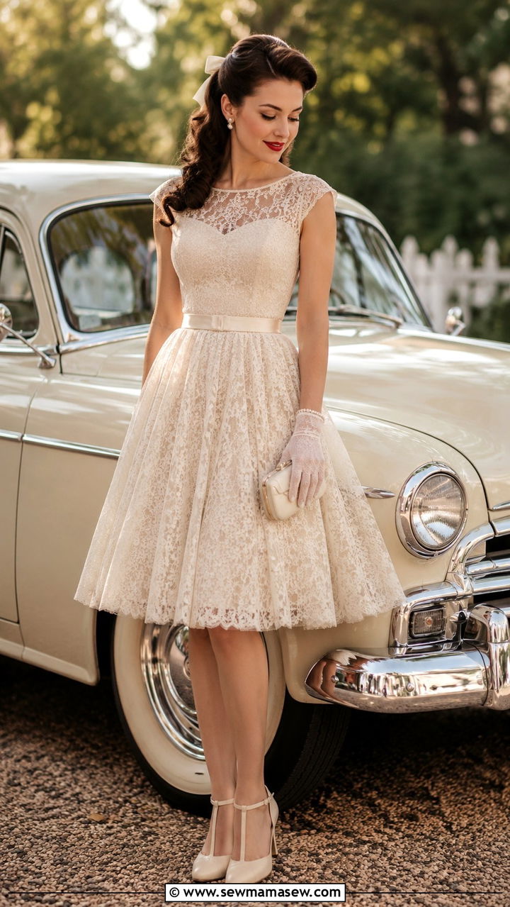 Vintage Lace Dress and Retro Accessories Outfit - 25 Photoshoot outfit ideas