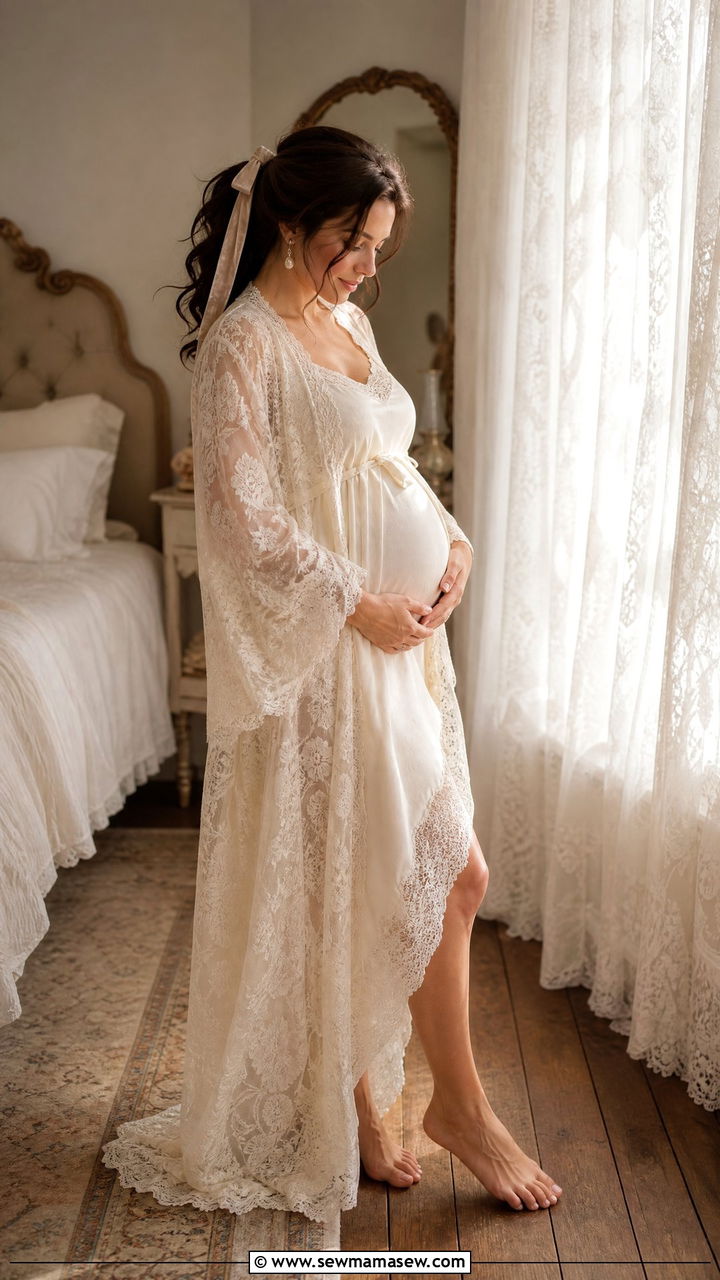 Vintage Lace Maternity Photo Robe - 25 Maternity photo outfit ideas 2026