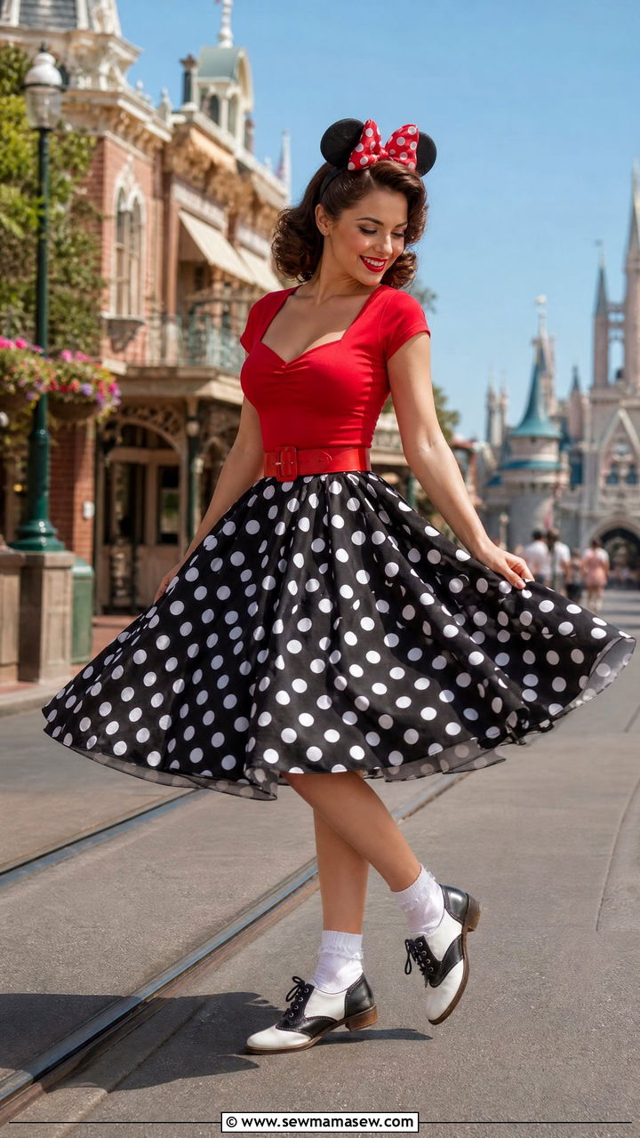 Vintage Retro Polka Dot Outfit - 40 What to wear in Disneyland