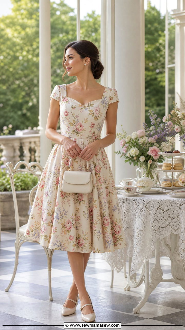 Vintage Tea Dress With Mary Janes - 30 Mother's Day brunch outfit ideas