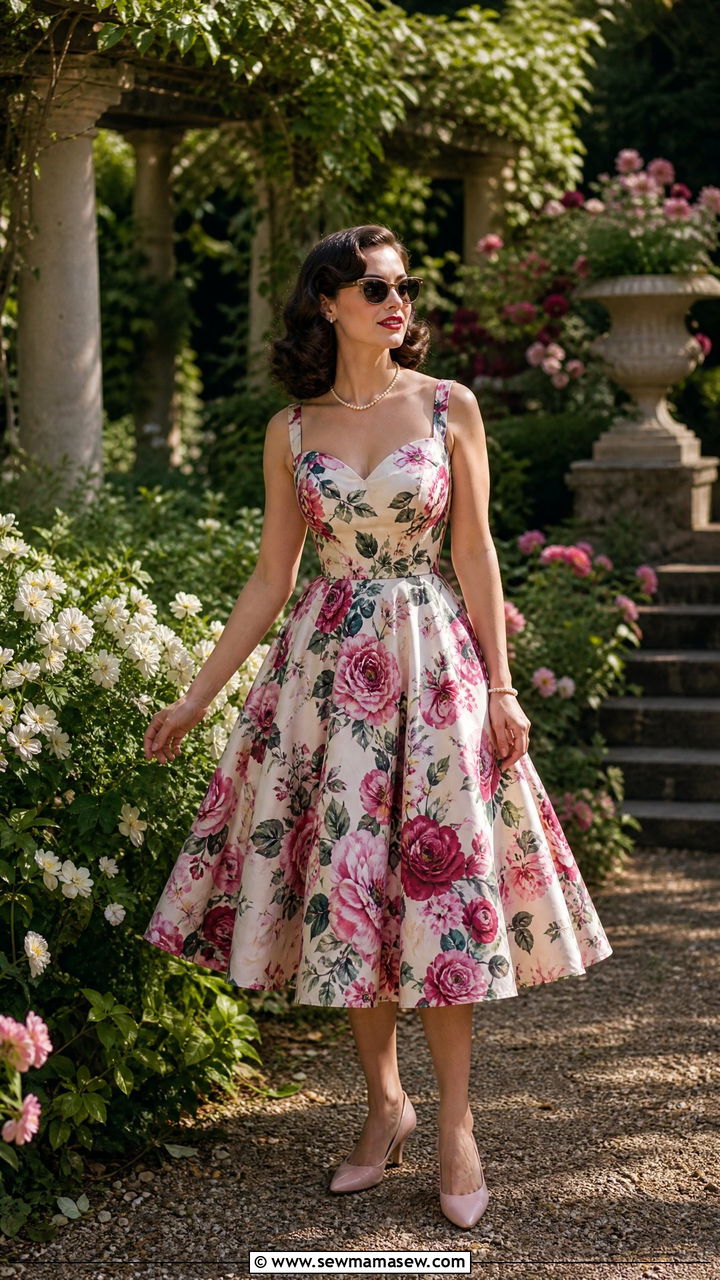 Vintage Tea Length Swing Dress - 35 Garden wedding guest outfits