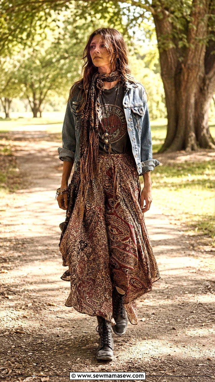 Vintage tee and maxi skirt outfit - 20 Indie sleaze outfit ideas 2026