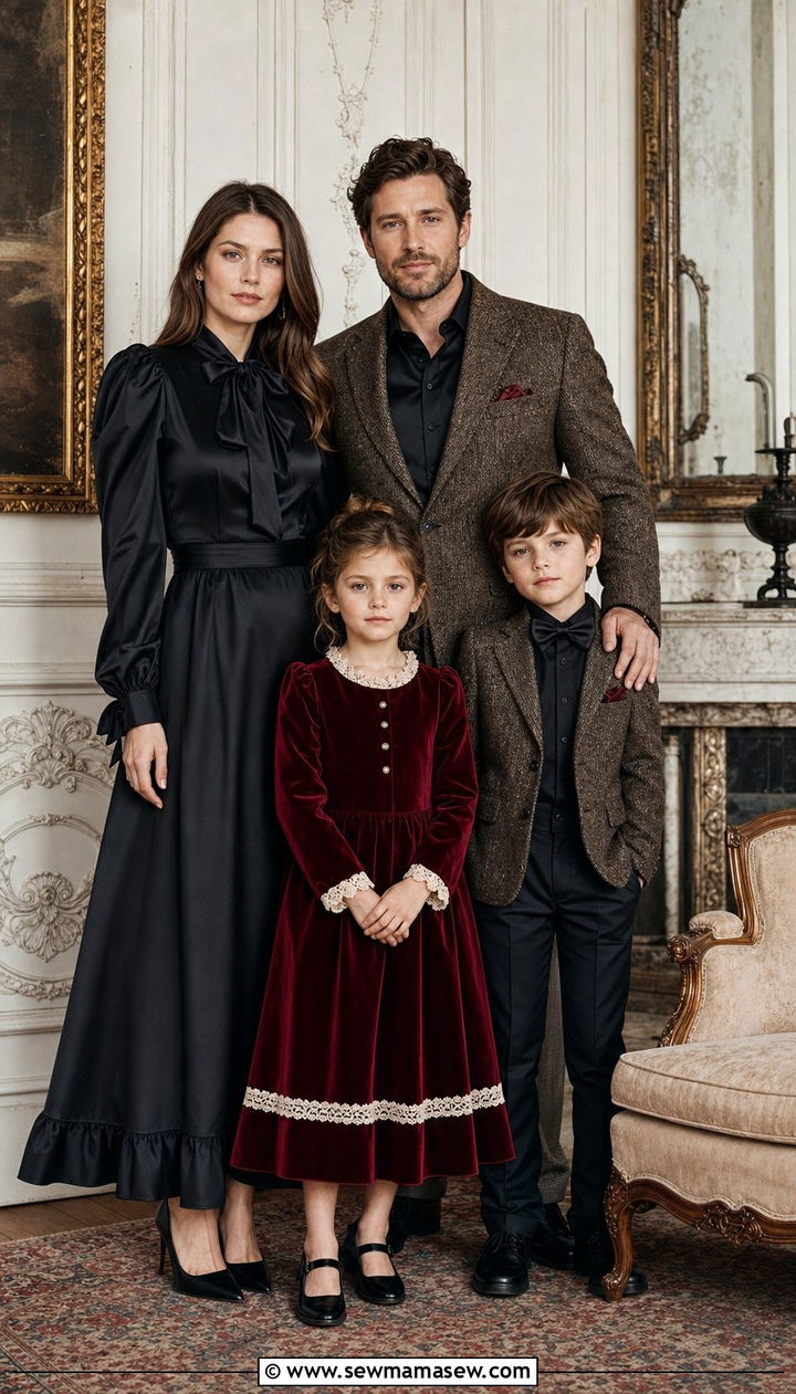 Vintage velvet family photo outfit - 25 family photo outfits 2026