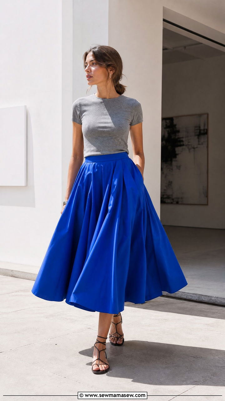 Voluminous Full Skirt And Simple Tee - 25 What to wear in spring 2026