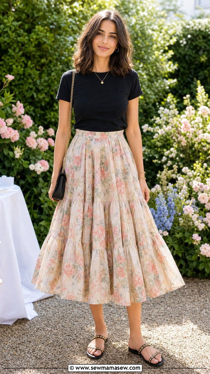 Voluminous Skirt And Simple Top Outfit - 25 spring summer 2026 outfits Pinterest