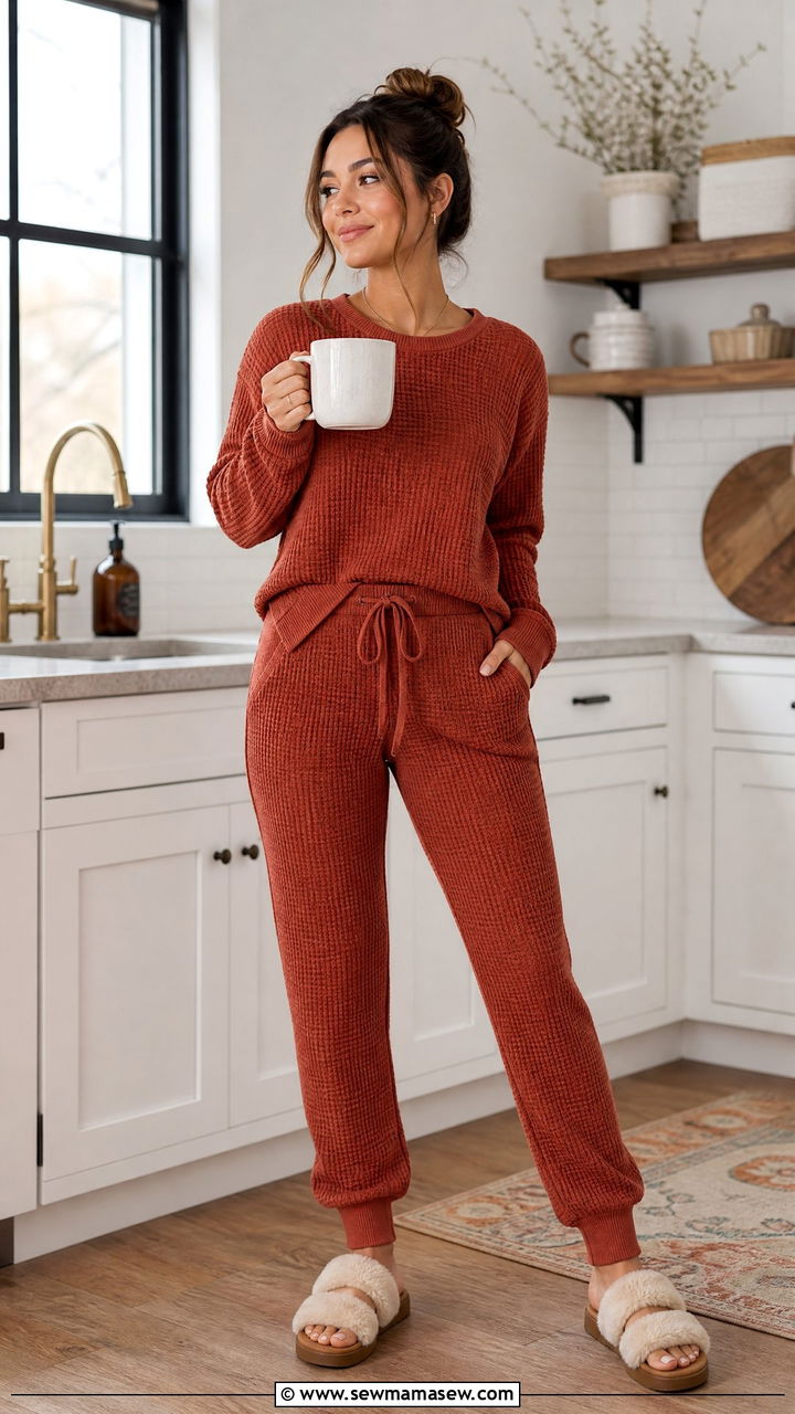 Waffle Knit Lounge Set for Petite Women - 25 Loungewear outfit ideas petite