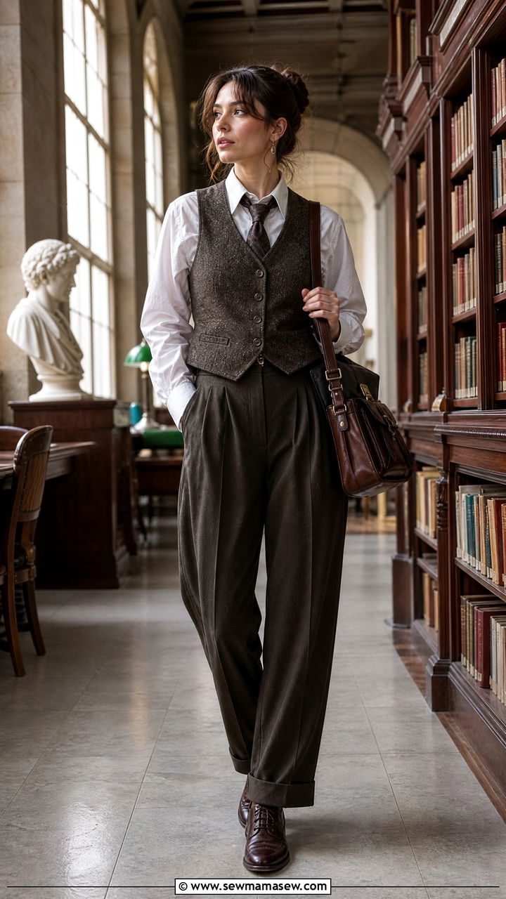 Waistcoat Button Down Pleated Trousers And Tie - 25 poetcore outfits