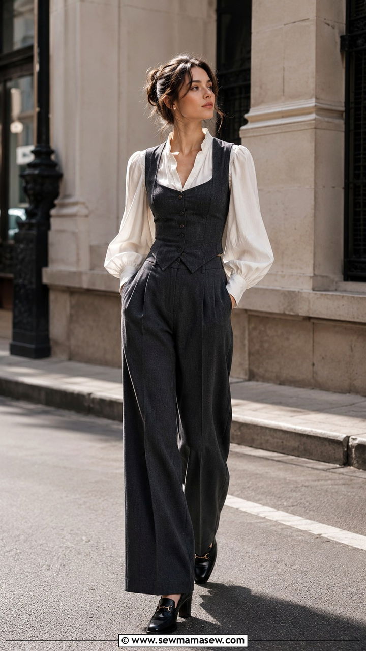 Waistcoat Poet Shirt And Wide Leg Trousers - 25 poetcore outfits