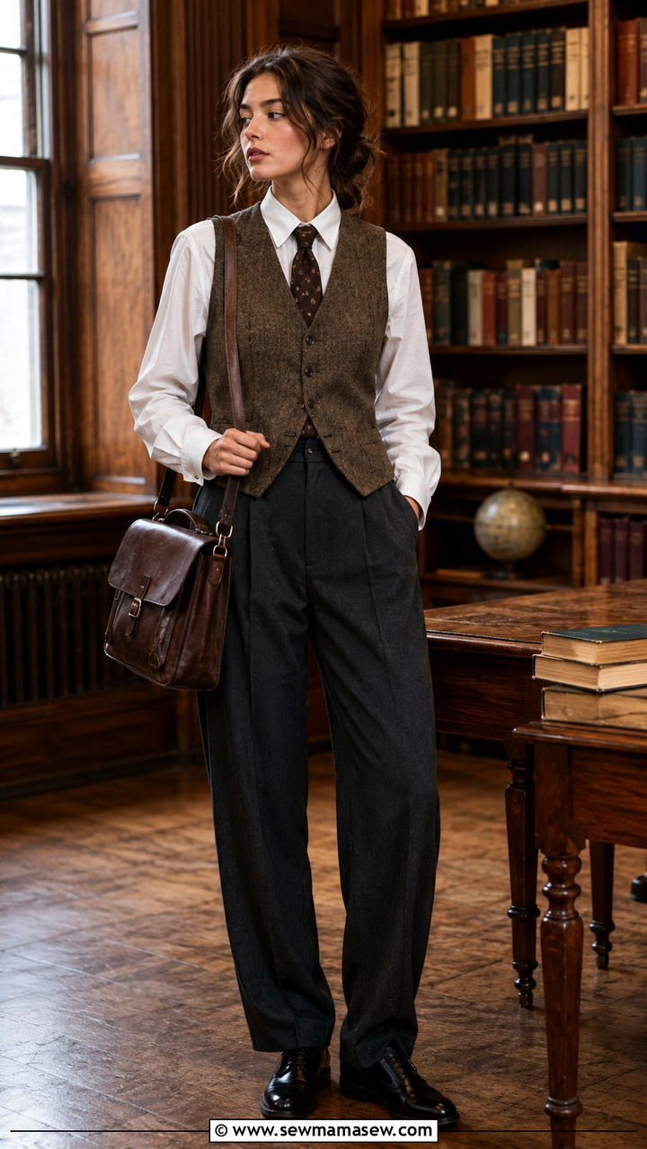 Waistcoat With Pleated Trousers And Tie - 25 Poetcore outfit ideas