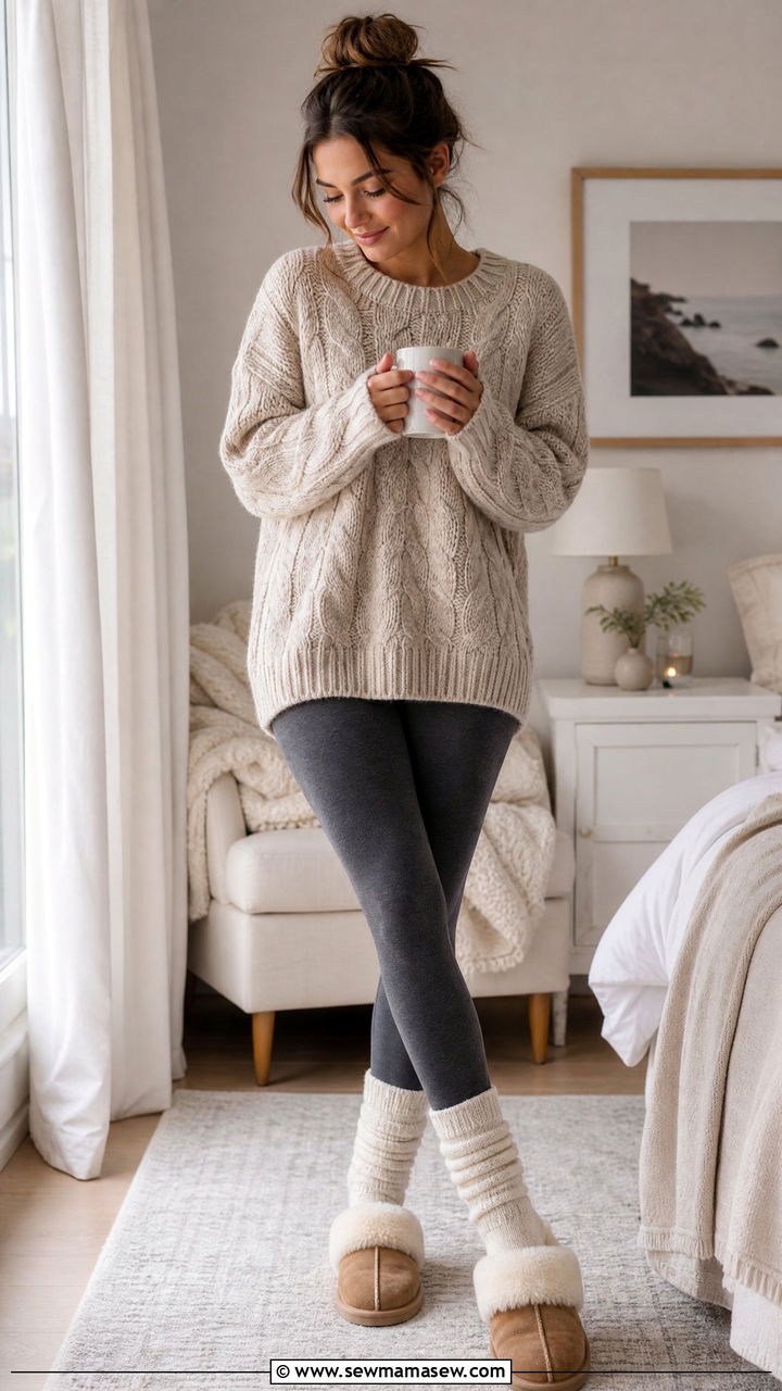 Warm Socks and Slippers Outfit - 25 Cozy sick day outfit ideas