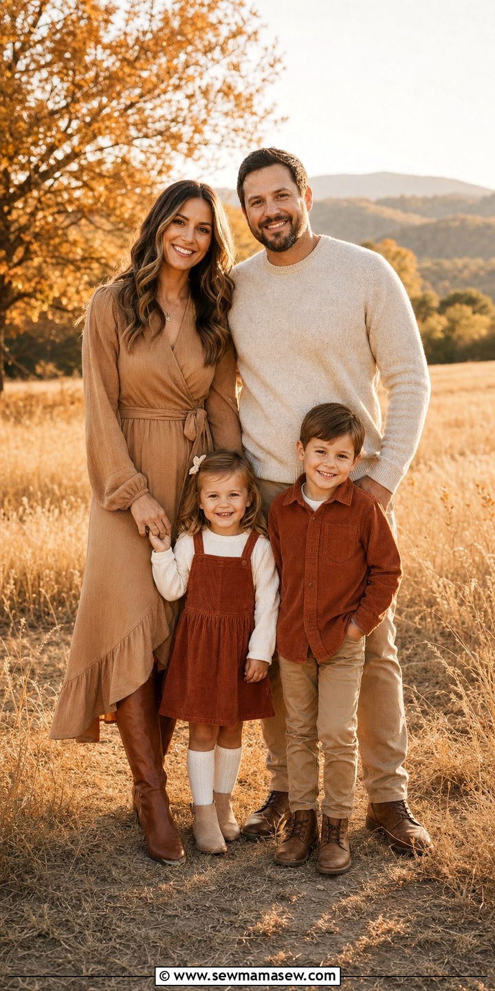 Warm neutral family photo outfit fall - 25 family photo outfits 2026