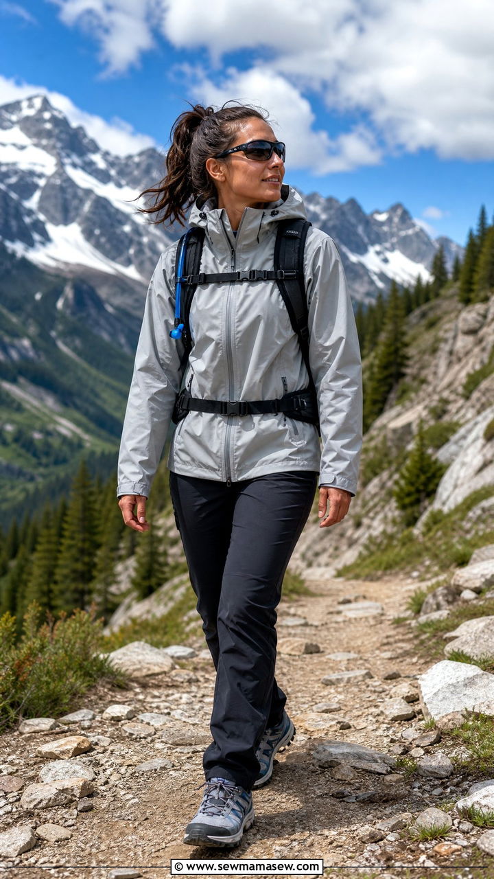 Waterproof Hooded Shell Coat With Hiking Pants And Trail Sneakers - 35 Hooded coat outfit ideas