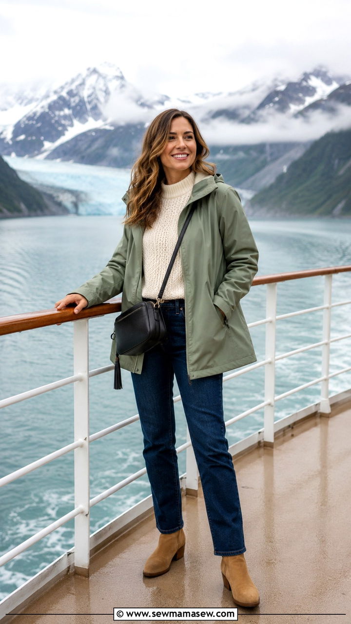 Waterproof Rain Jacket and Dark Jeans Alaska Cruise Outfit - 25 Alaska cruise outfit ideas 2026
