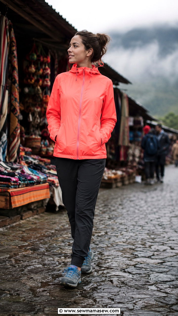Waterproof Windbreaker With Joggers And Trail Sneakers - 30 Rainy day travel outfit ideas