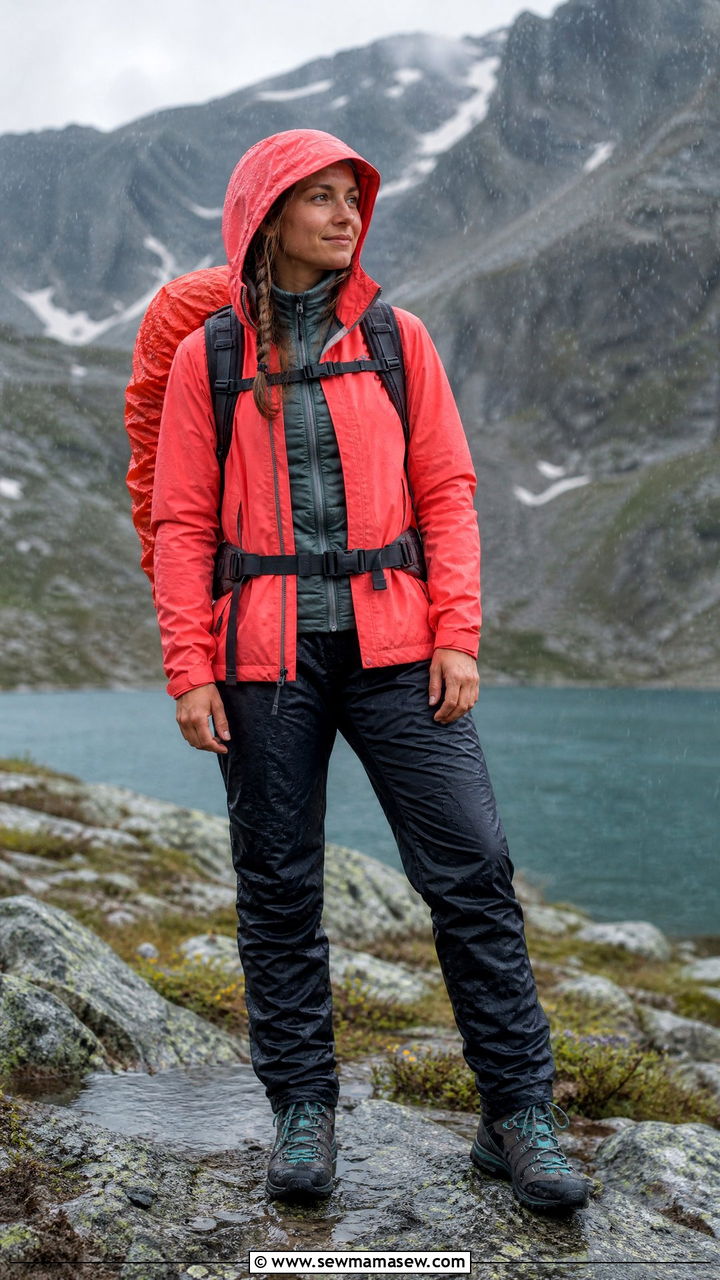 Waterproof shell and insulated pants backpacking outfit - 20 Backpacking outfit ideas
