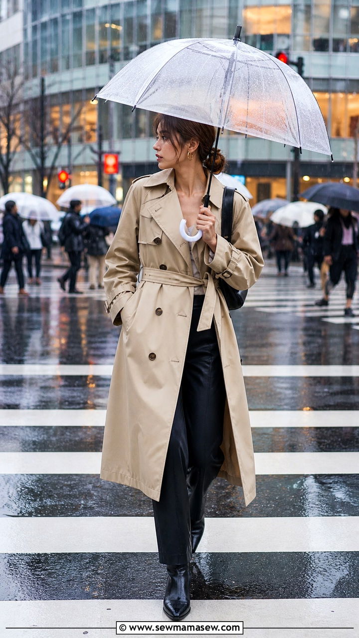 Waterproof trench coat and ankle boots for rainy Tokyo days - 40 What to wear in Tokyo
