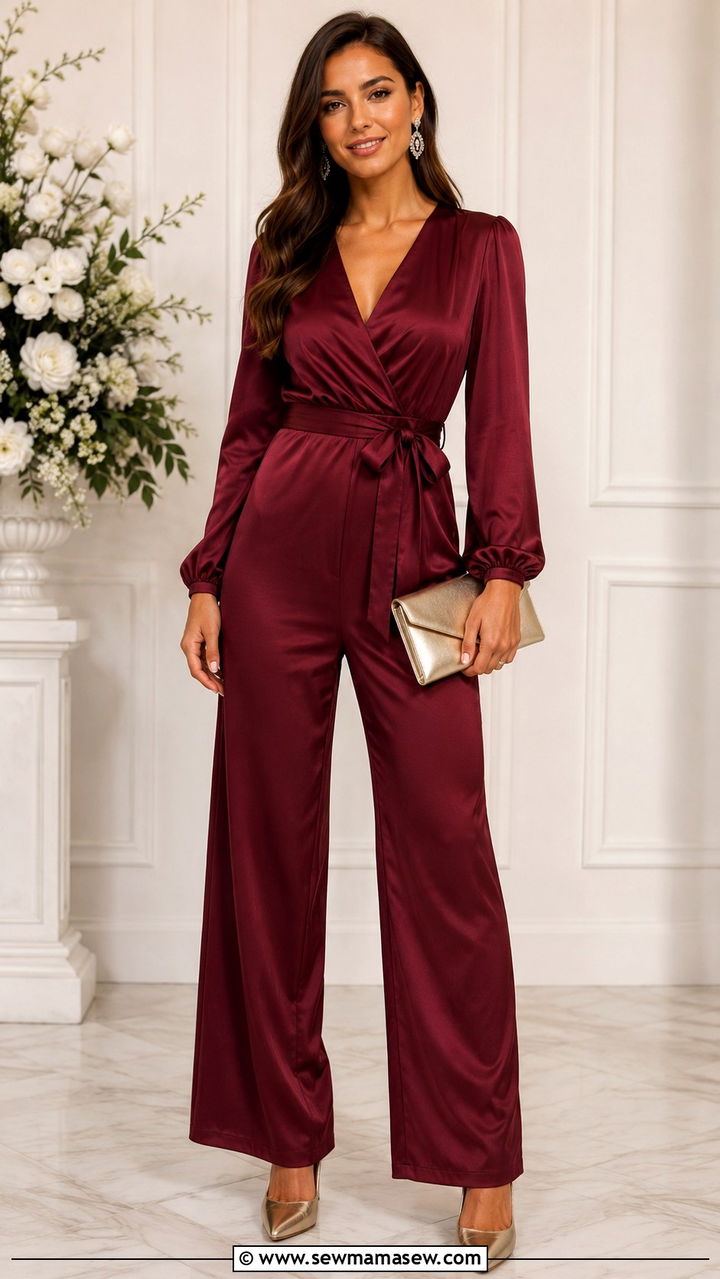 Wedding Guest Satin Wrap Jumpsuit Outfit - 25 Wedding guest outfit ideas not a dress