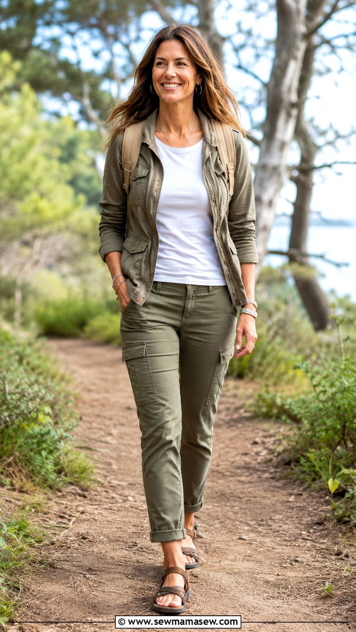 Weekend Outfit With Utility Jacket And Cargo Pants - 25 Outfit ideas for women over 40 weekend