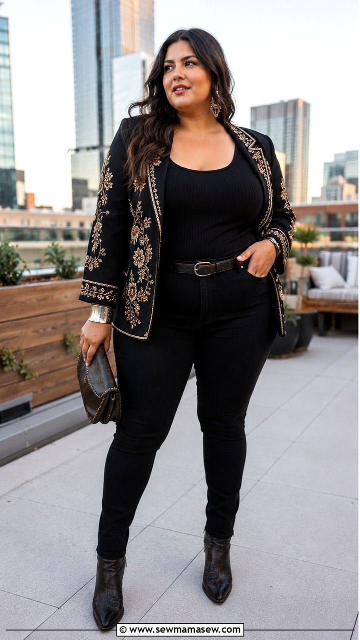 Western Blazer With Black Jeans - 25 Western outfit ideas plus size