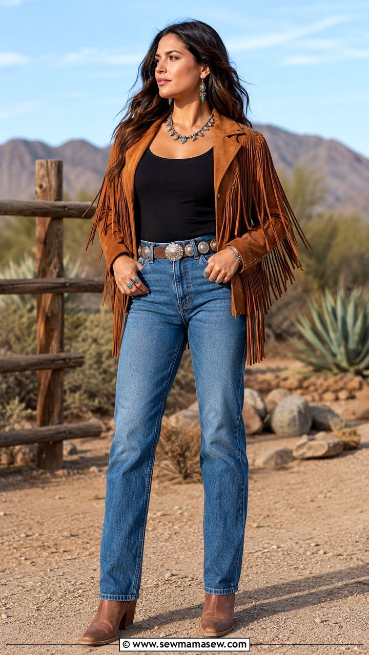 Western Fringe Jacket Outfit Women - 30 Texas outfit ideas for women