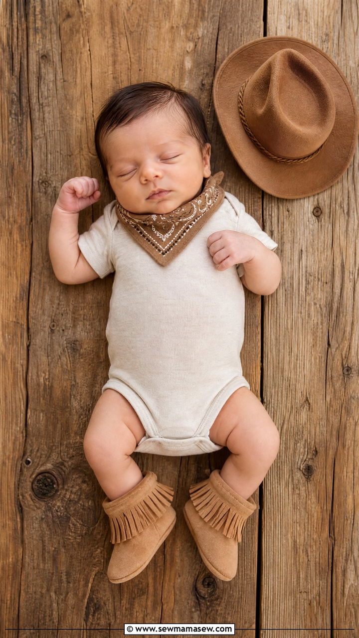 Western Themed Bodysuit With Fringe Booties - 20 Baby announcement outfit ideas