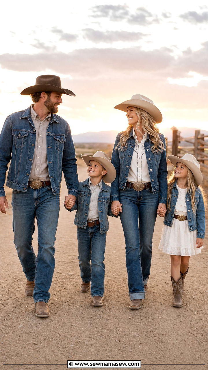 Western denim family photo outfit - 25 family photo outfits 2026