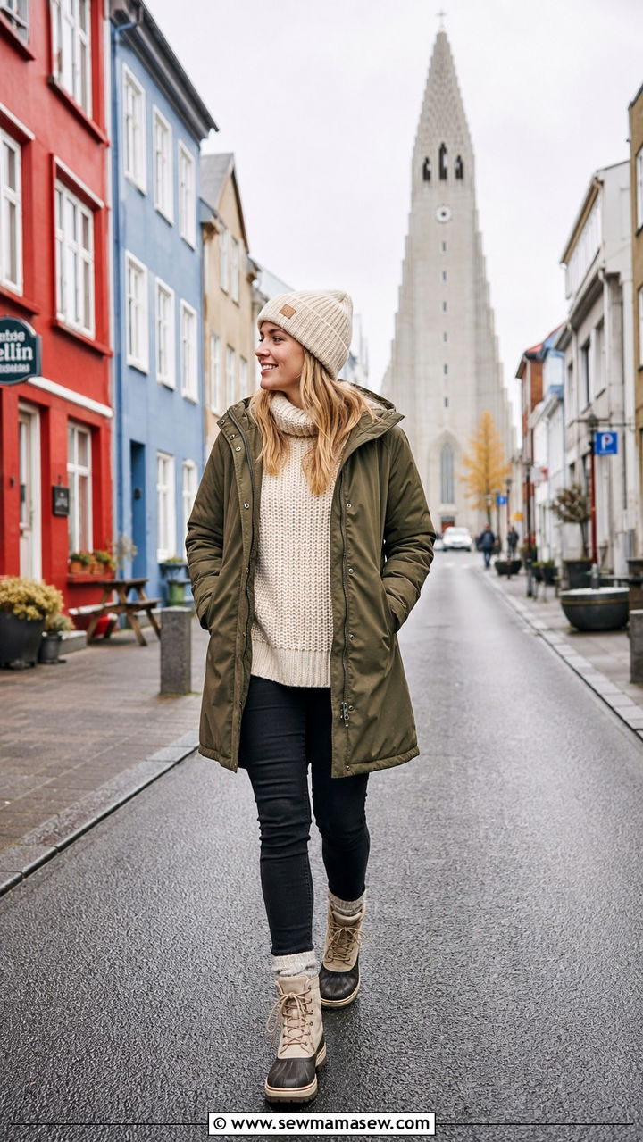 What to wear in Reykjavik layered city look - 25 Reykjavik outfit ideas