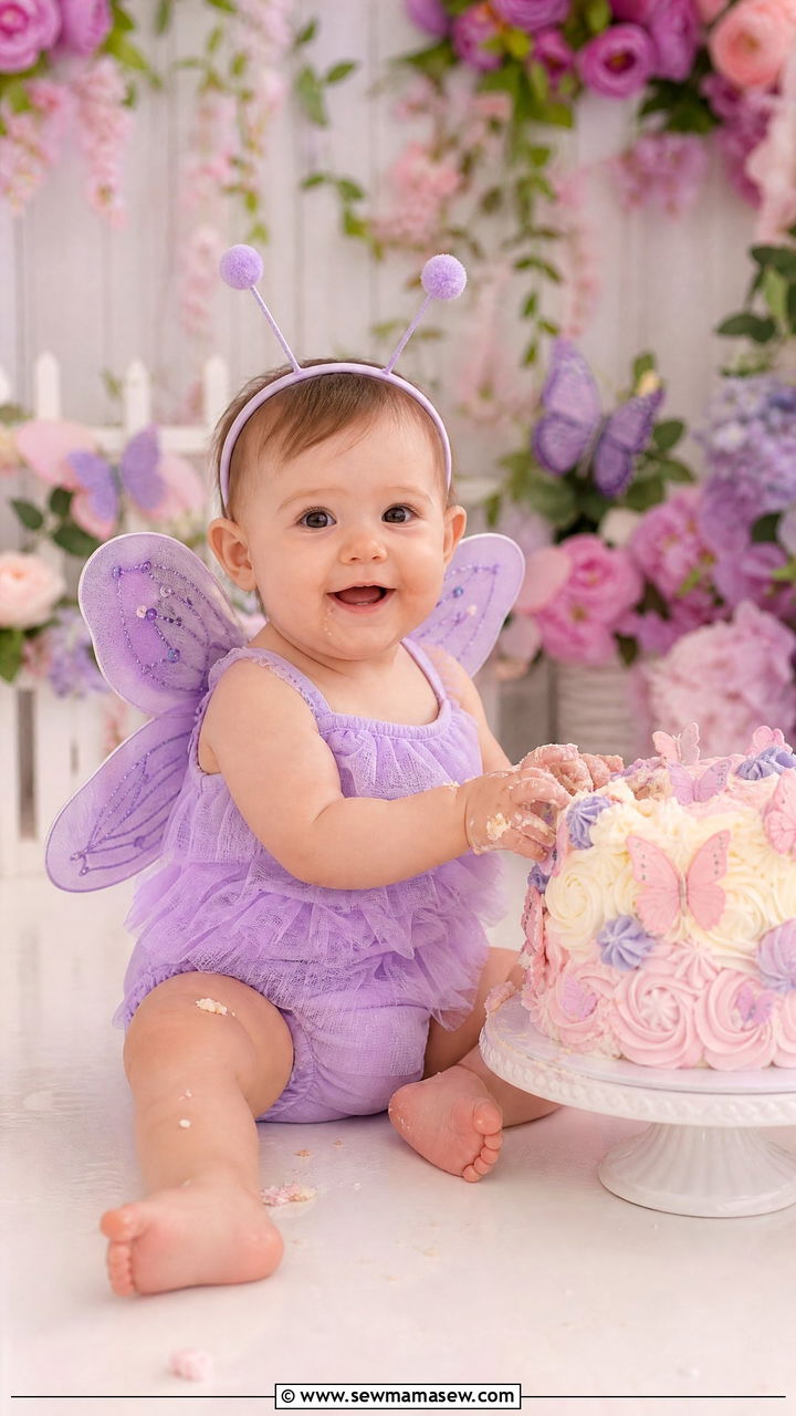 Whimsical Butterfly Wings Romper Cake Smash Outfit - 25 Cake smash outfit ideas