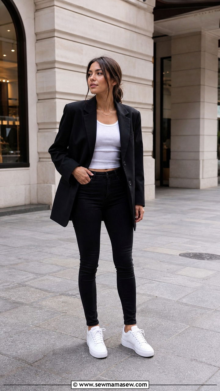 White Air Force 1 with black skinny jeans - 40 Nike Air Force 1 outfit ideas