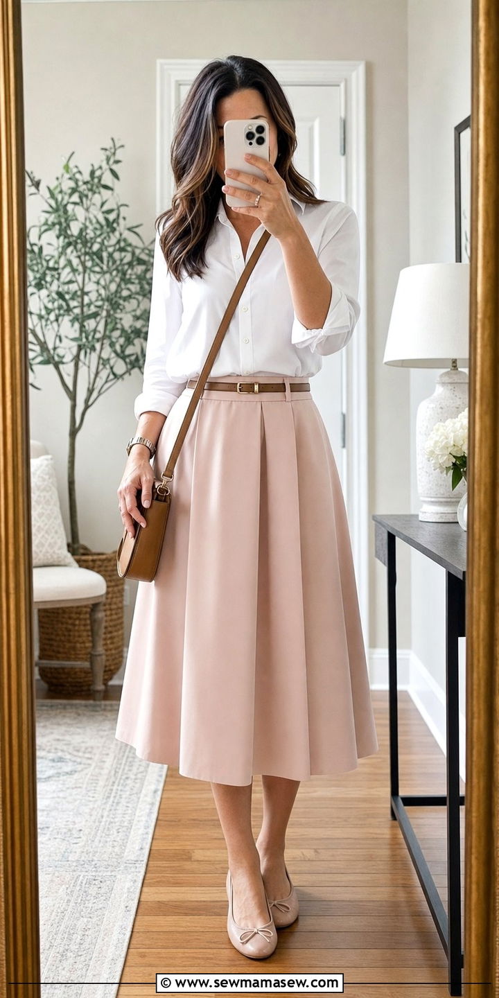 White Blouse and A Line Skirt Modest Look - 25 classy outfits for modest women