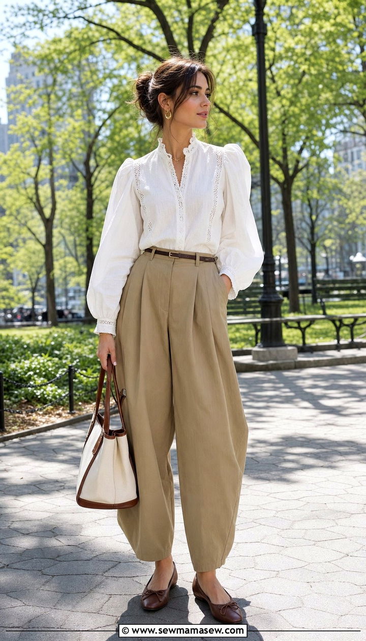 White Blouse and Barrel Trousers Outfit 2026 - 25 spring summer 2026 outfits casual