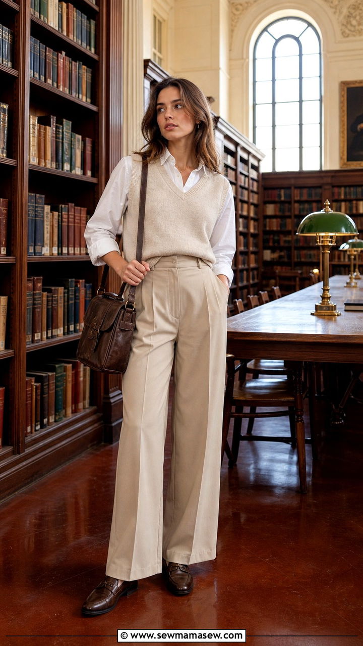 White Button Down And Sweater Vest Combo - 40 light academia outfits ideas