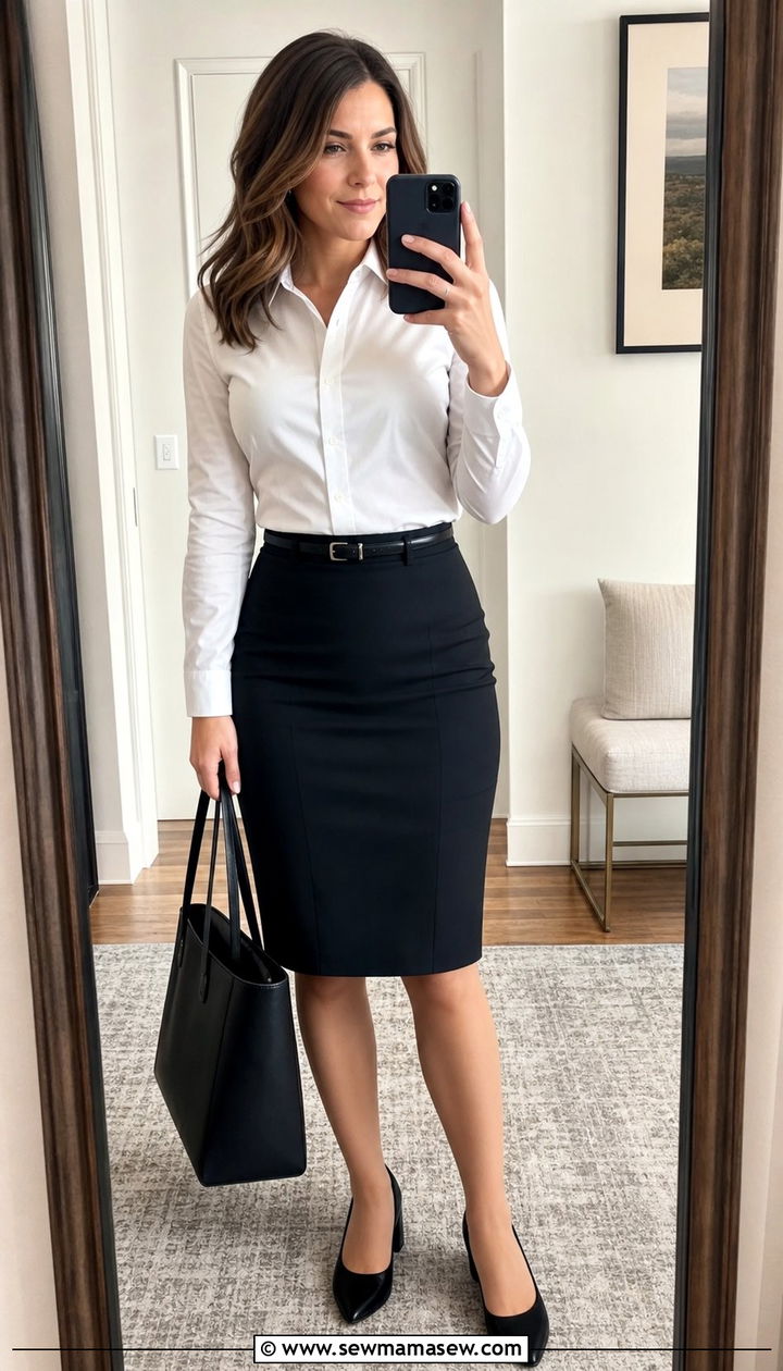White Button Down Shirt And Pencil Skirt For Deposition - 25 Deposition outfit ideas