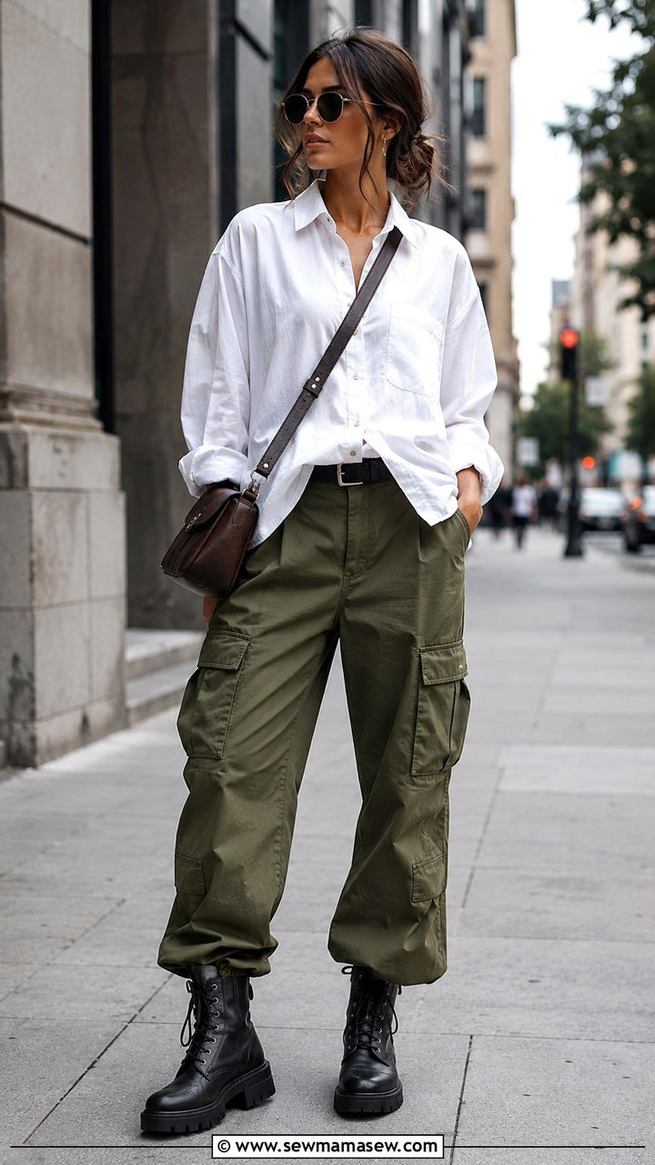 White Button Down Shirt With Cargo Pants - 30 how to style white button down shirt