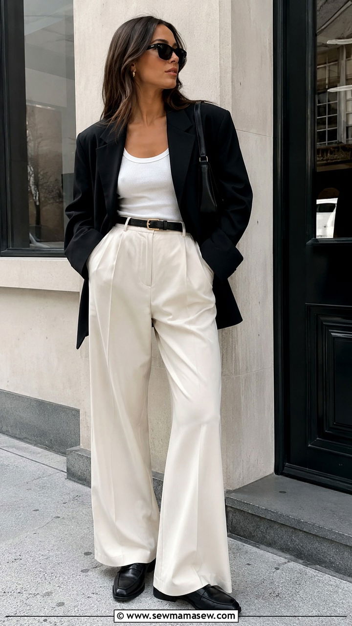 White Button Down Shirt With Tailored Trousers And Loafers - 25 Nepo baby outfit ideas 2026