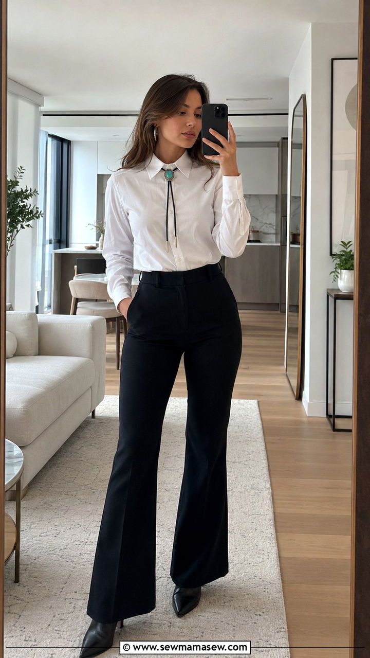 White Button Down With Bolo Tie - 20 Western outfit ideas with bolo tie