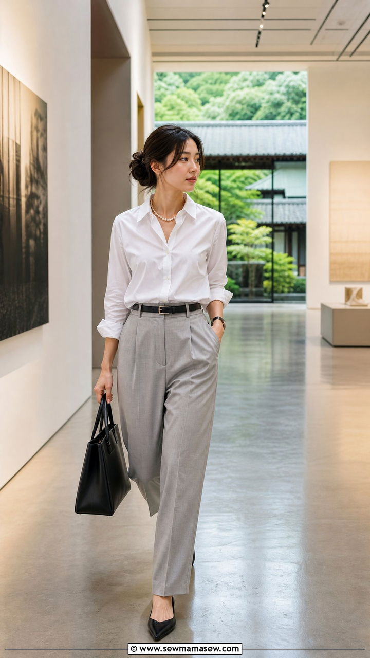 White Button Down With Tailored Trousers Kyoto - 30 Kyoto outfit ideas
