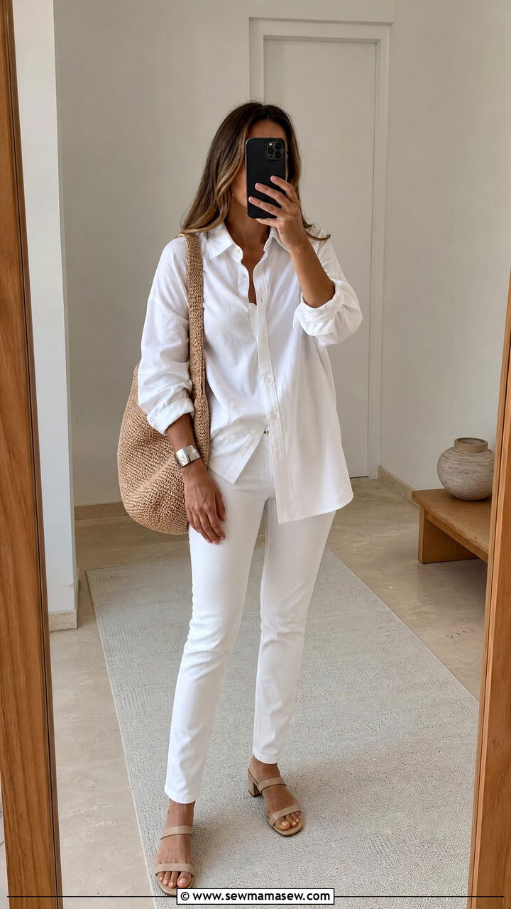 White Button Down With White Jeans Summer Outfit - 30 Summer outfits with button down