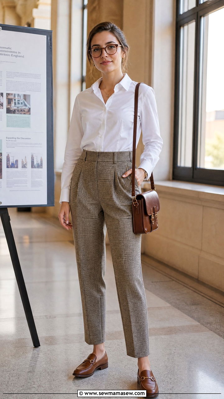 White Button Down and Plaid Trousers With Loafers - 25 classy light academia outfit ideas