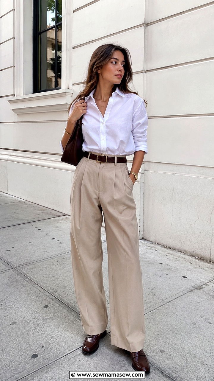 White Button Down and Trousers Old Money Outfit - 20 Old money outfit ideas for teens