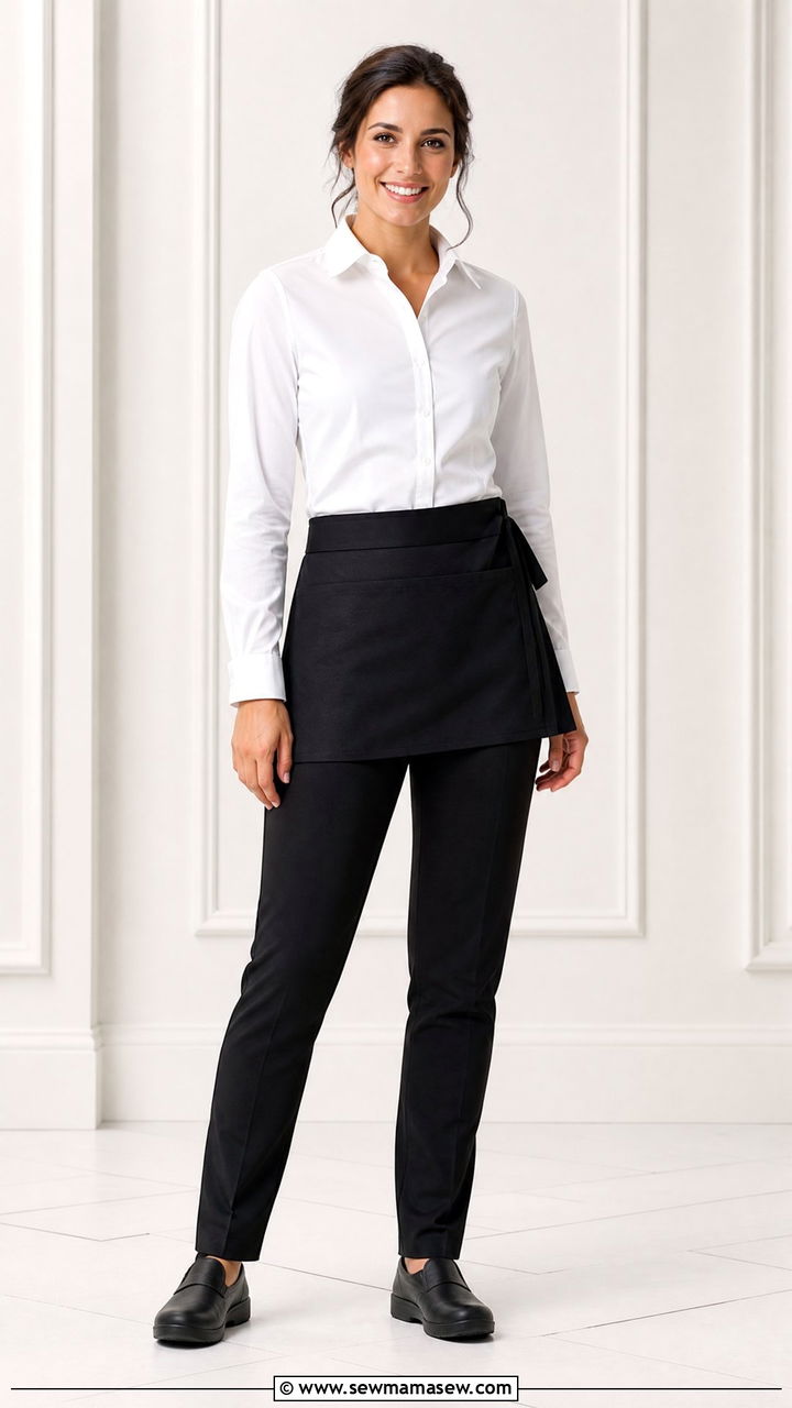 White Button Up And Black Pants Waitress Uniform - 25 Waitress outfit ideas
