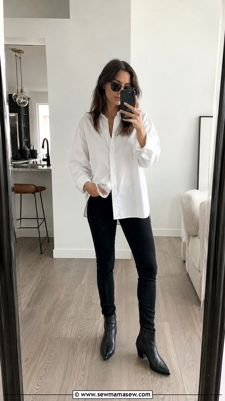 White Button Up With Black Skinny Jeans Outfit - 30 Rock and roll outfit ideas